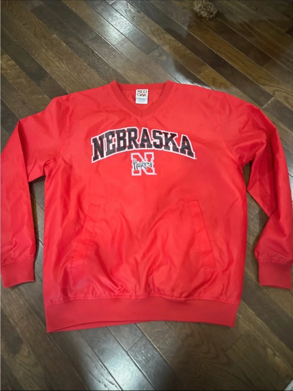 Red Nebraska Huskers V-Neck Pullover Jacket